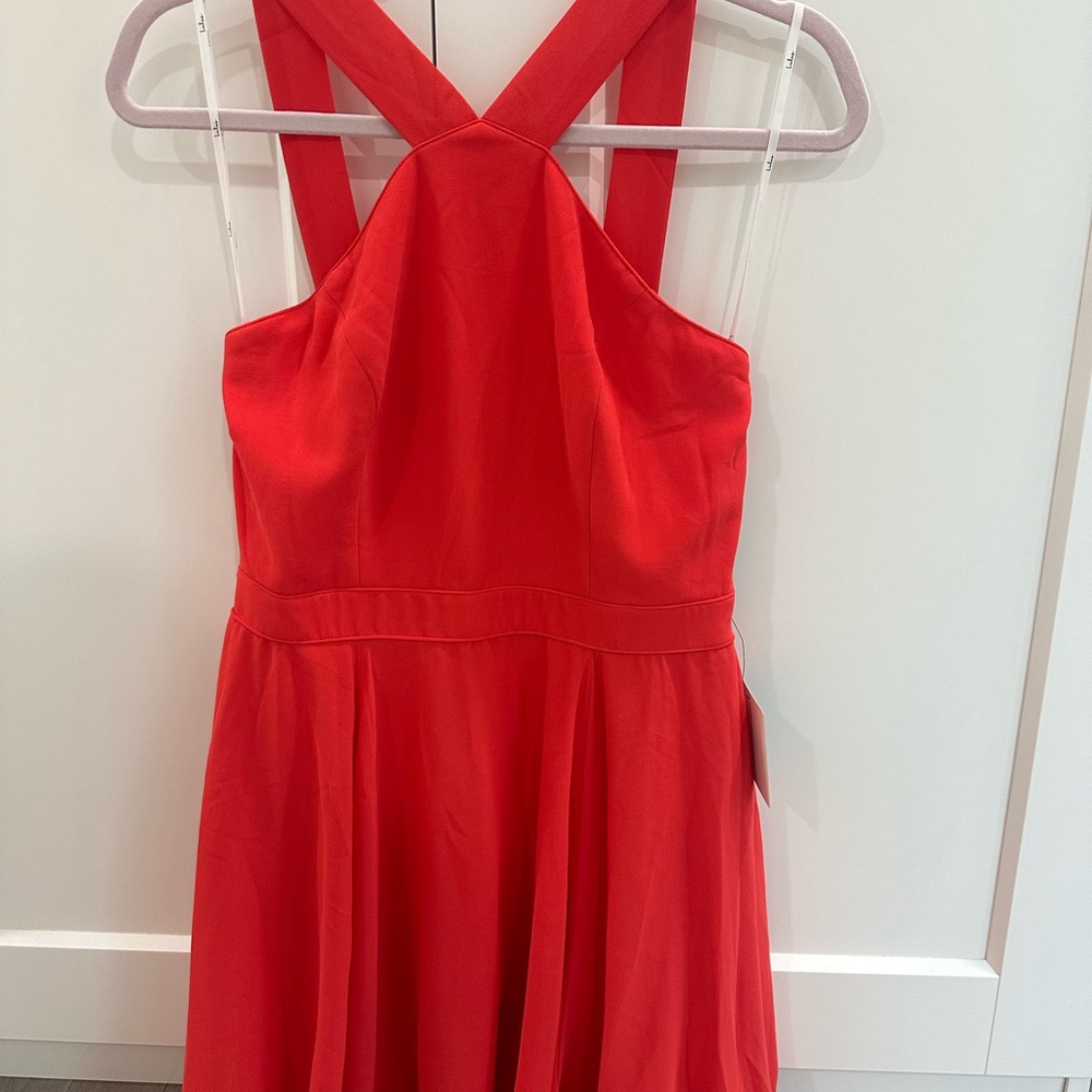 Chic Red Cross-Back Dress